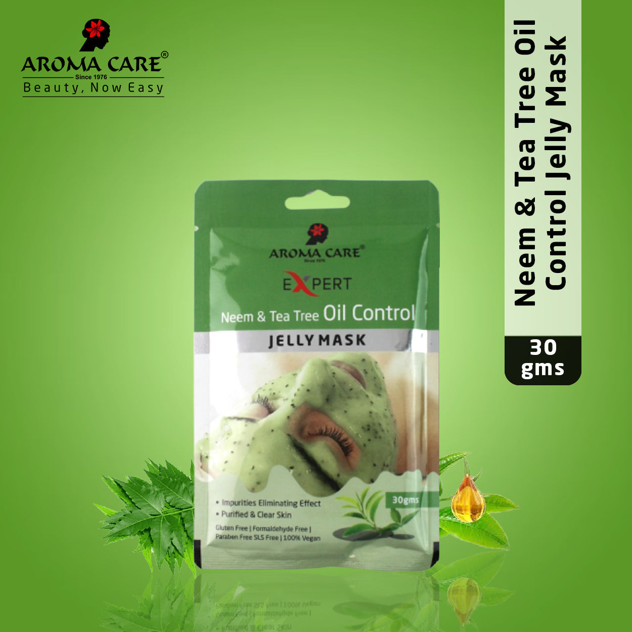 'Neem & Tea Tree Oil Control Jelly Peel-Off Mask 30gm | Acne Control & Pore Clearing Face Mask with Natural Antiseptic Ingredients'