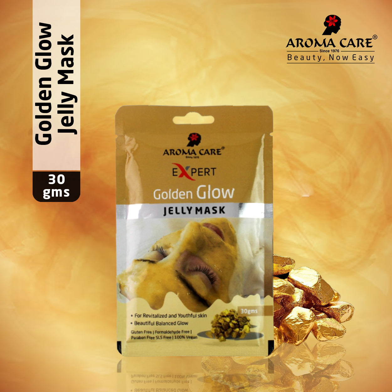 'Golden Glow Jelly Peel-Off Mask 30gm | Skin Brightening & Radiance Boosting Face Mask with Natural Gold Extract'
