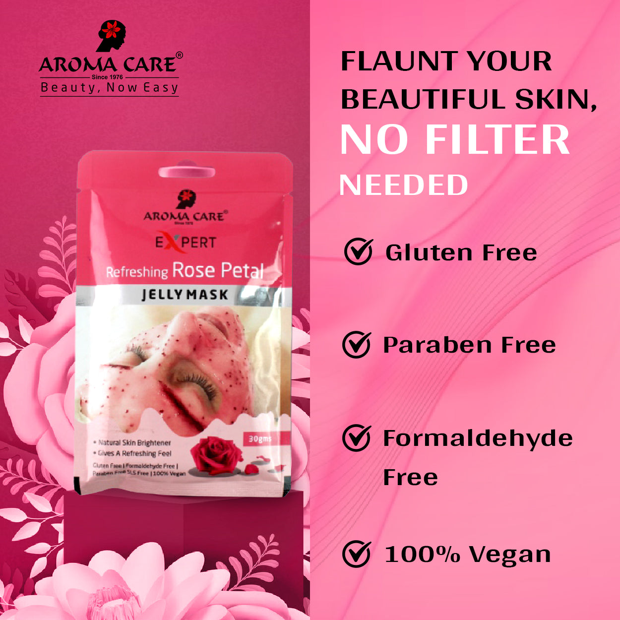 'Refreshing Rose Petal Jelly Peel-Off Mask 30gm, Hydrating & Skin Rejuvenating Face Mask with Natural Rose Extract'