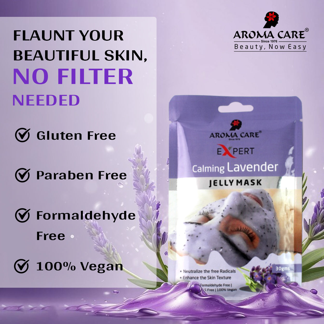 'Calming Lavender Jelly Peel-Off Mask 30gm | Soothing & Relaxing Face Mask with Natural Lavender Extract for Stress Relief'