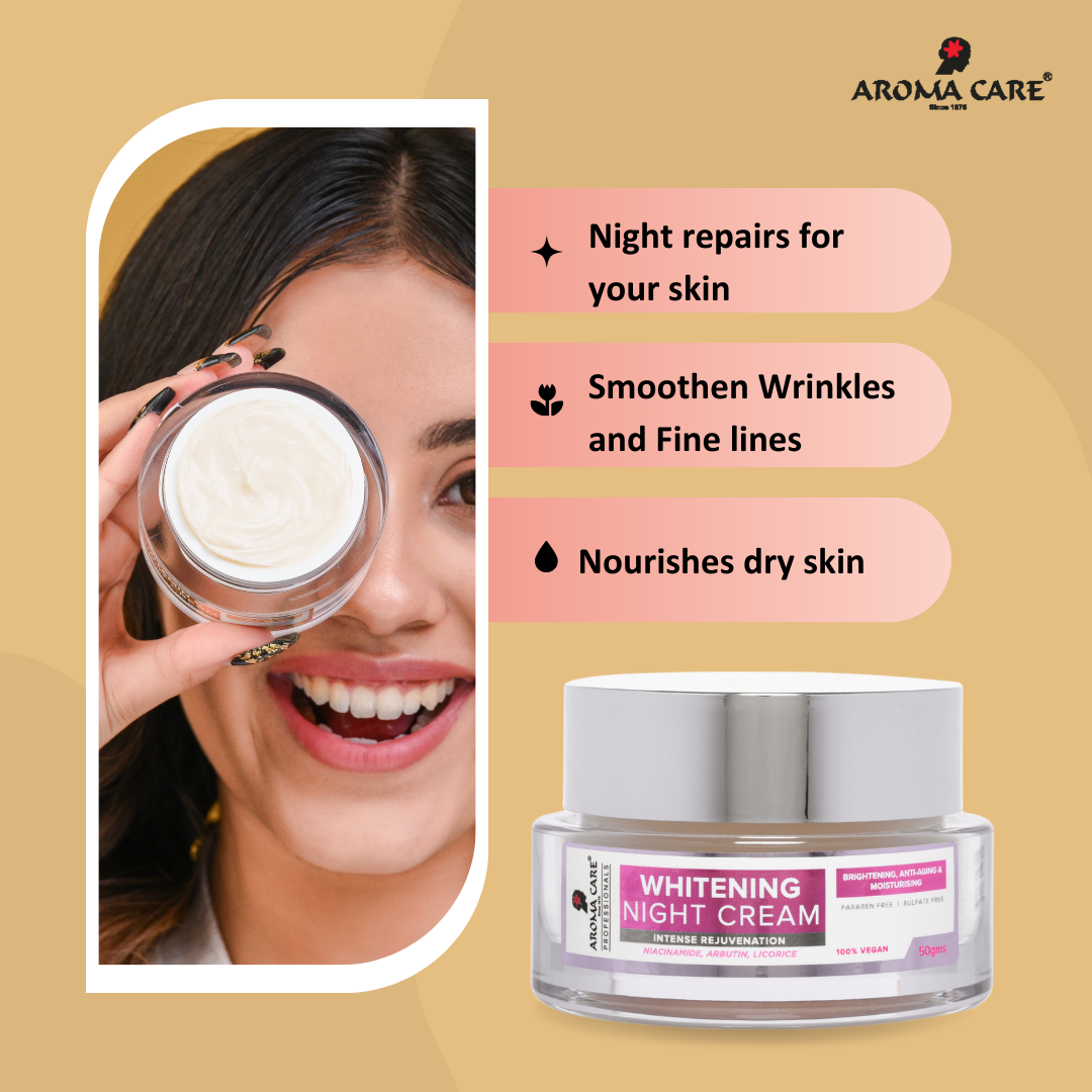 Professional Whitening Night Cream – 50gm, for Glowing Skin – Brightening, Anti-Aging, Dark Spot Removal – Suitable for All Skin Types