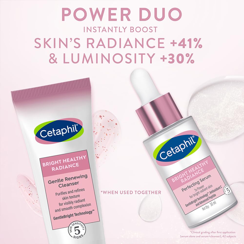 Cetaphil Bright Healthy Radiance Brightening |Glow Serum | 30ml | GentleBright Technology™ with Antioxidant C and Advanced Peptide | Removes Dark Spots & Dullness