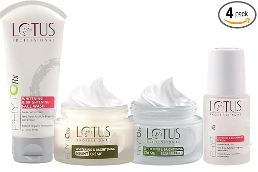 Lotus Professional Whitening & Brightening Day Cream_50g + Night Cream_50g + Face wash_80g + Face Serum_30ml ( Set of 4 )