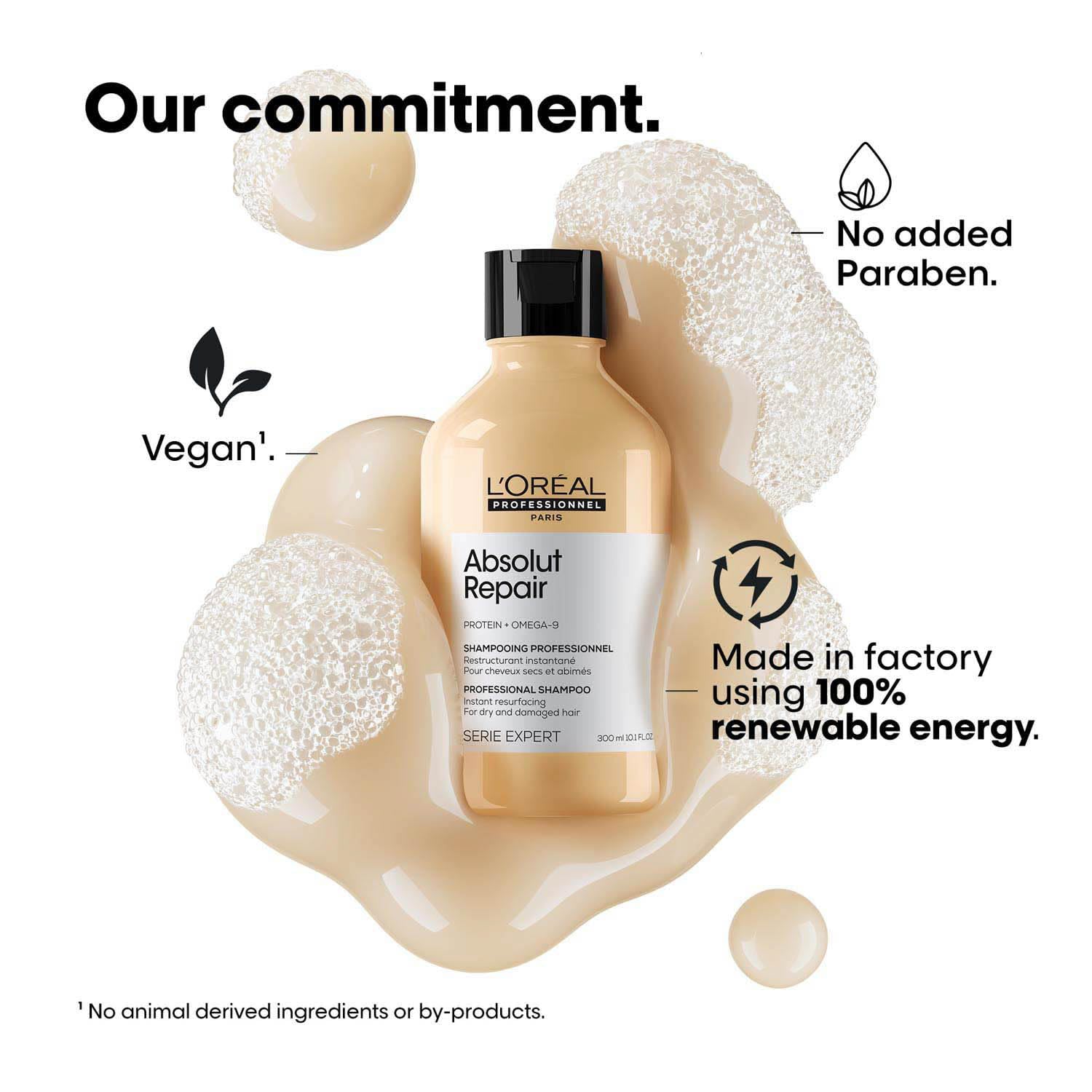 L'Oréal Professionnel Absolut Repair Shampoo With Protein And Gold Quinoa For Dry And Damaged Hair, Serie Expert