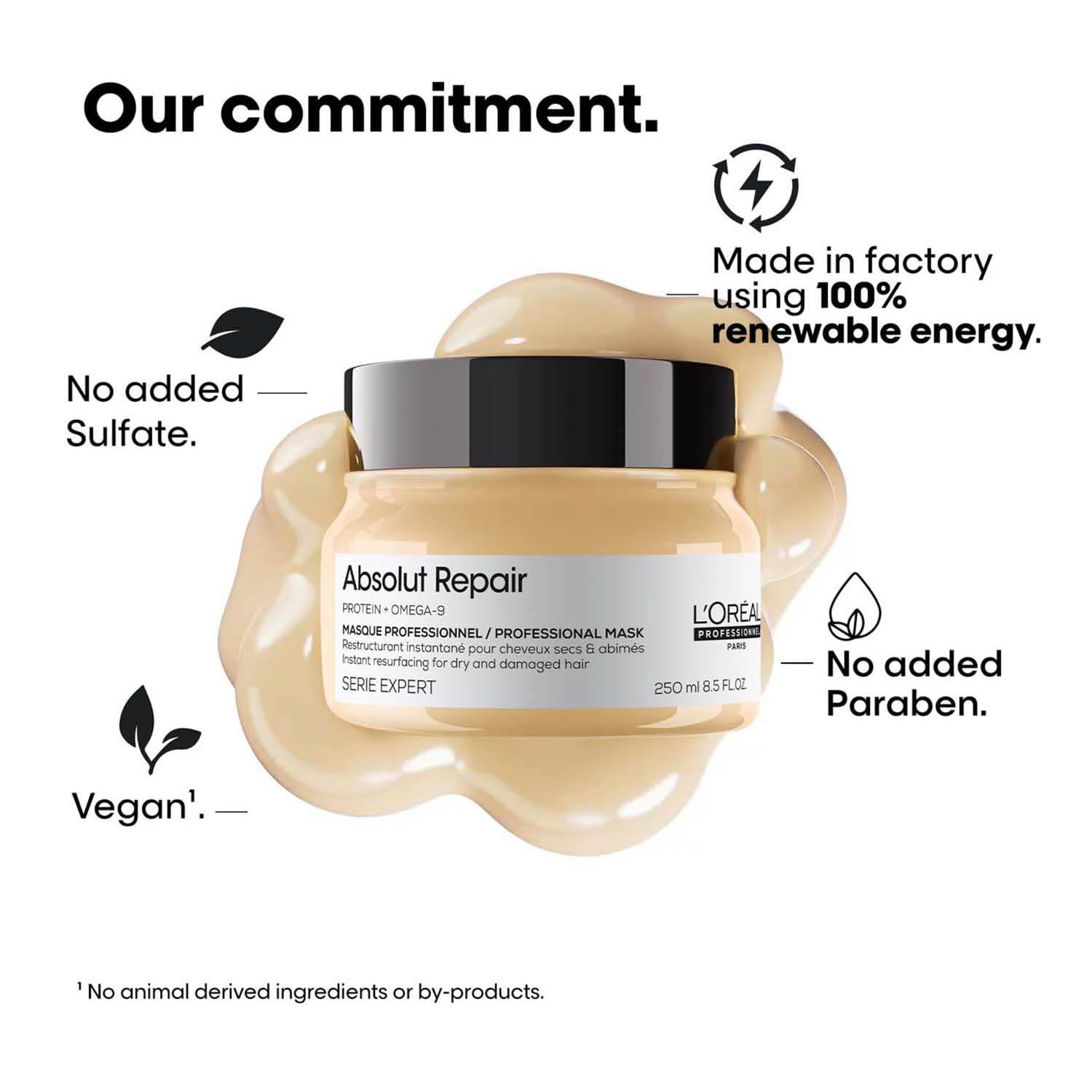 L'Oréal Professionnel Absolut Repair Shampoo With Protein And Gold Quinoa For Dry And Damaged Hair, Serie Expert