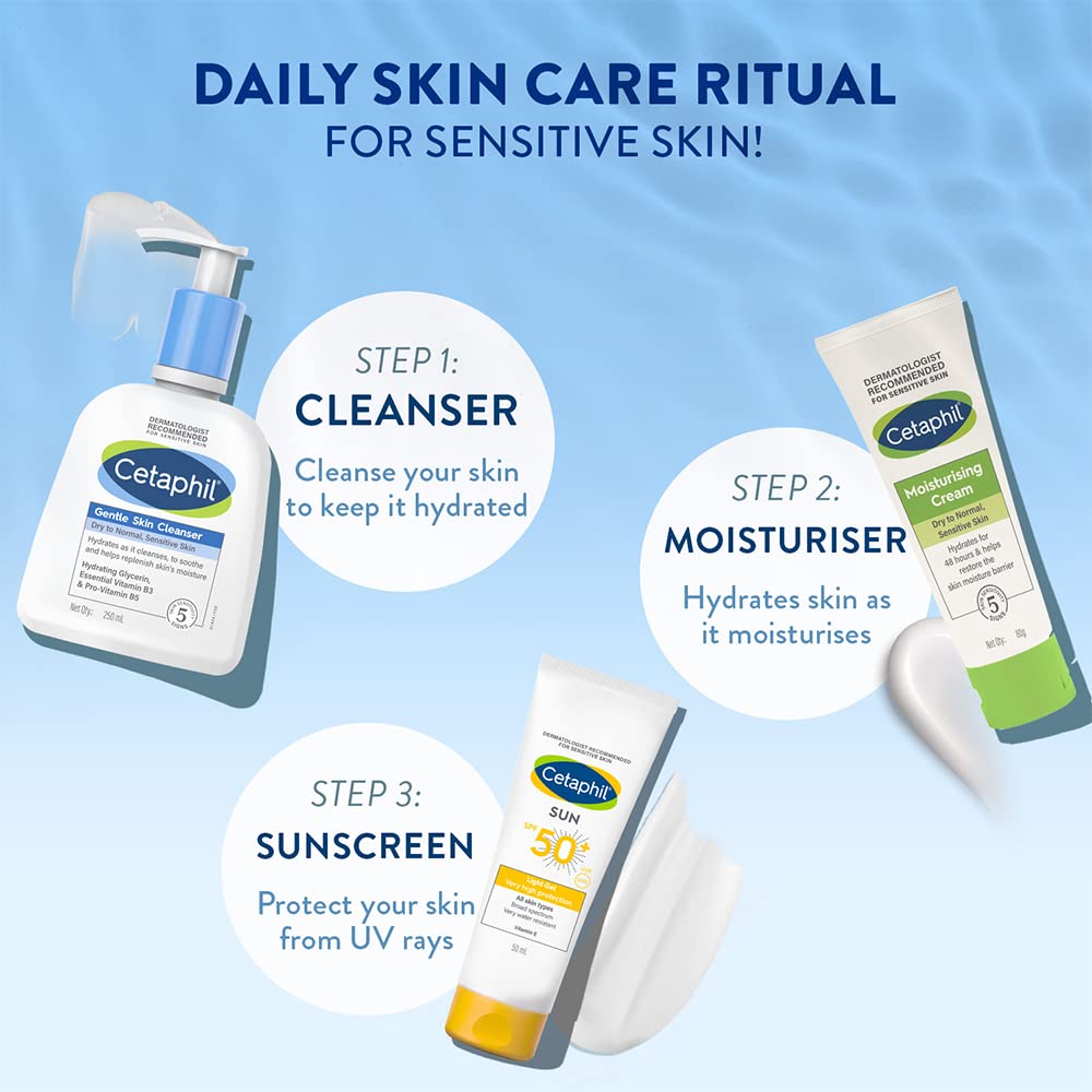 Cetaphil Gentle Skin Cleanser, 250ml | for Dry to Normal, Sensitive Skin, Hydrating Face Wash with Niacinamide,Vitamin B5| Dermatologist Recommended| Paraben, Sulphate Free