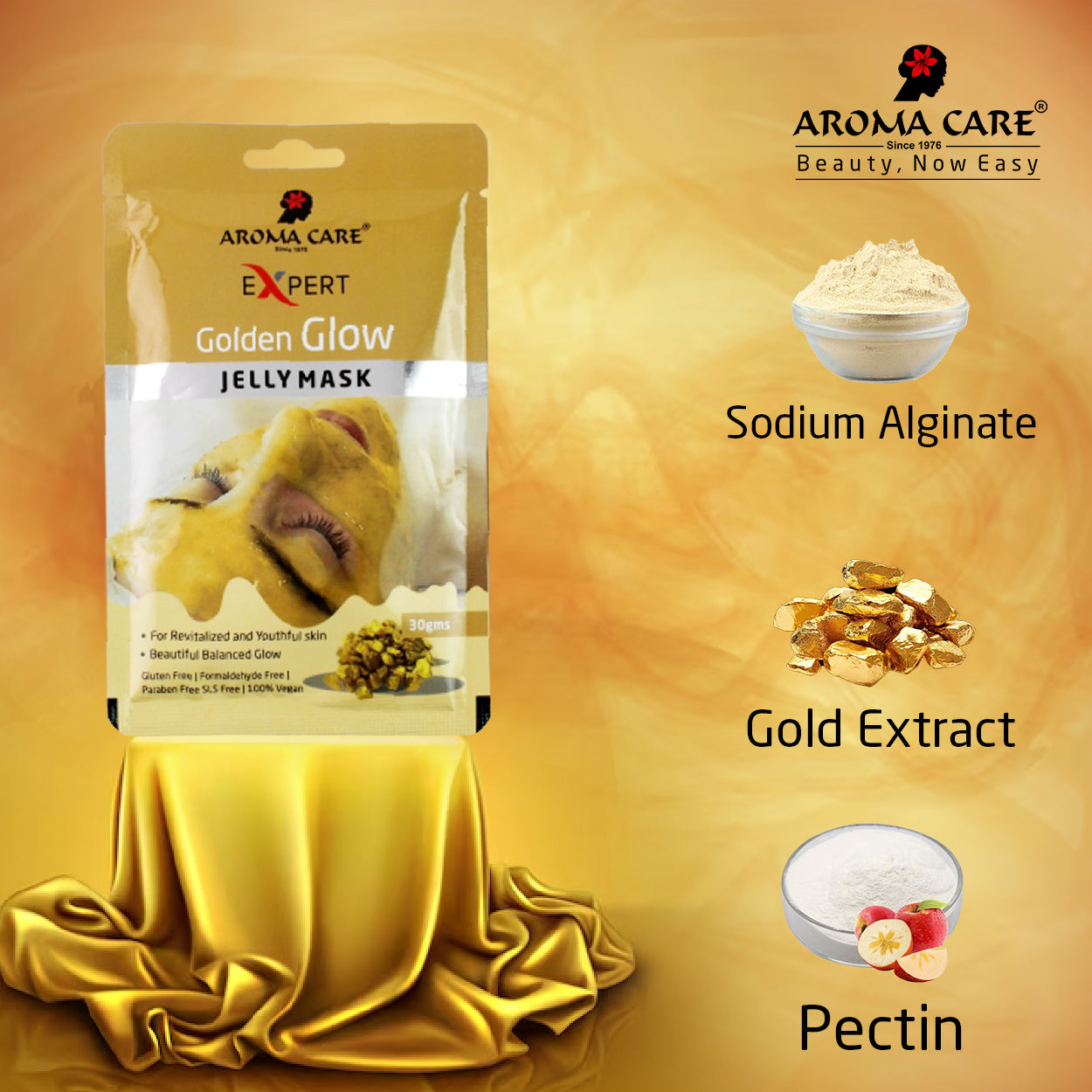 'Golden Glow Jelly Peel-Off Mask 30gm | Skin Brightening & Radiance Boosting Face Mask with Natural Gold Extract'