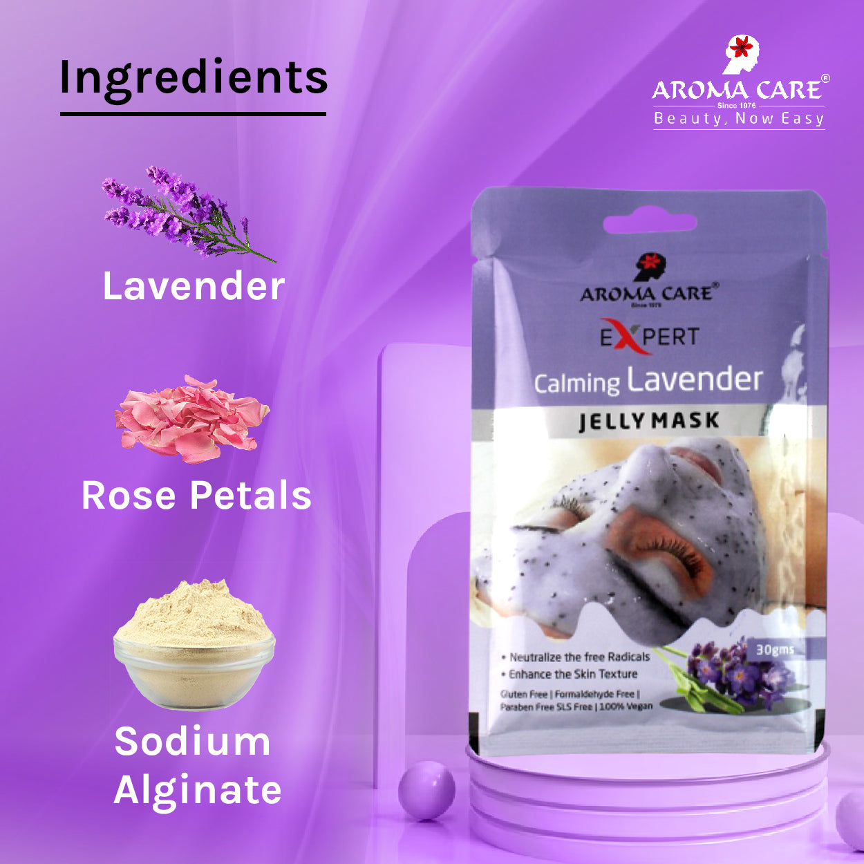 'Calming Lavender Jelly Peel-Off Mask 30gm | Soothing & Relaxing Face Mask with Natural Lavender Extract for Stress Relief'