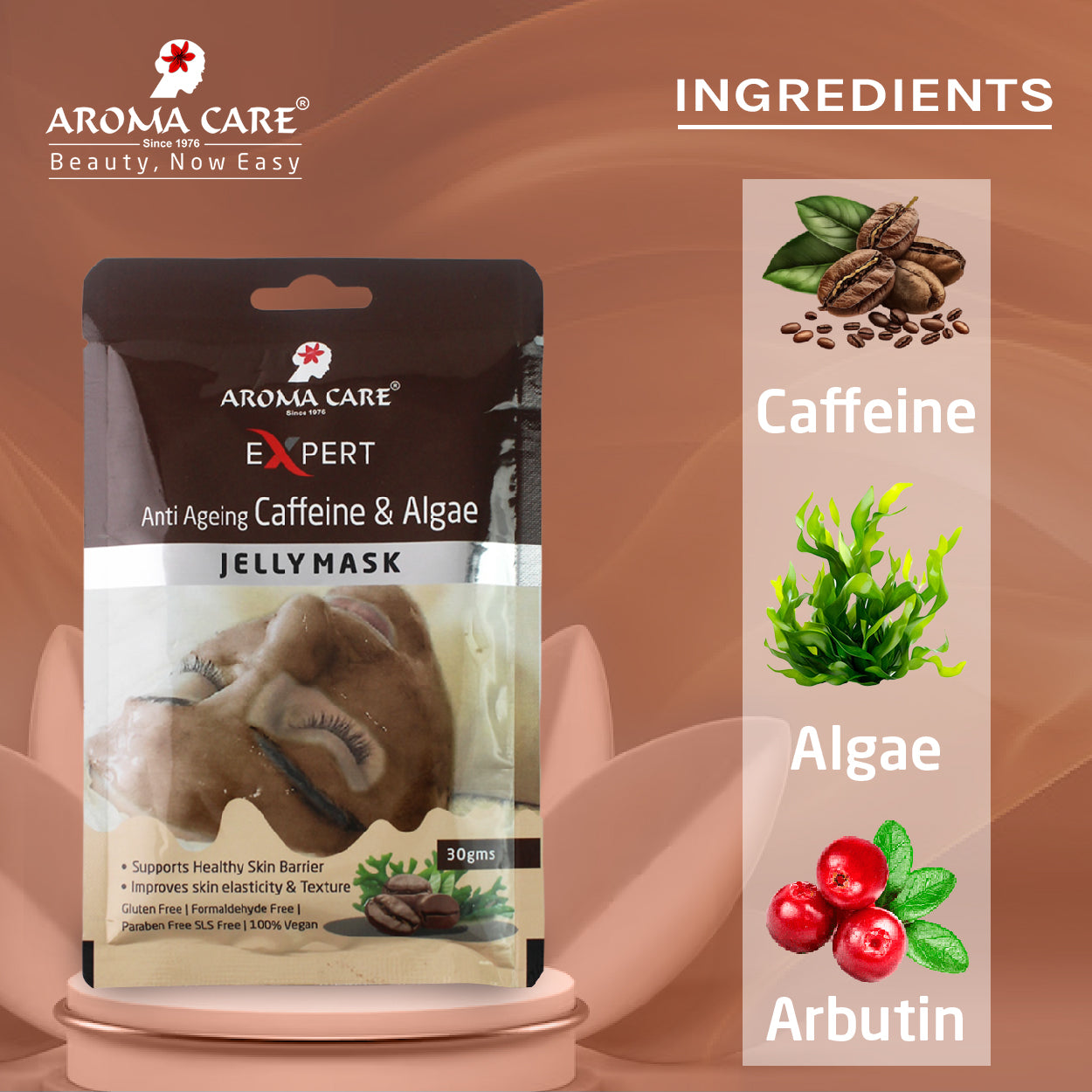 'Anti-Ageing Caffeine & Algae Jelly Peel-Off Mask 30gm | Firming & Rejuvenating Face Mask with Caffeine & Algae Extracts'