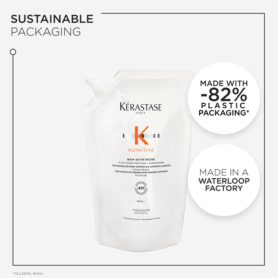 Kerastase Nutritive Bain Satin Riche, For Very Dry Hair, Gives 72Hr Hydration 500ml Refill