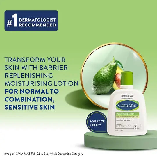 Cetaphil Moisturizing Lotion, 100ml | For Normal To Combination, Sensitive Skin | Moisturizer With Niacinamide, Panthenol | Non-Greasy |Dermatologist Recommended | Paraben, Sulphate Free