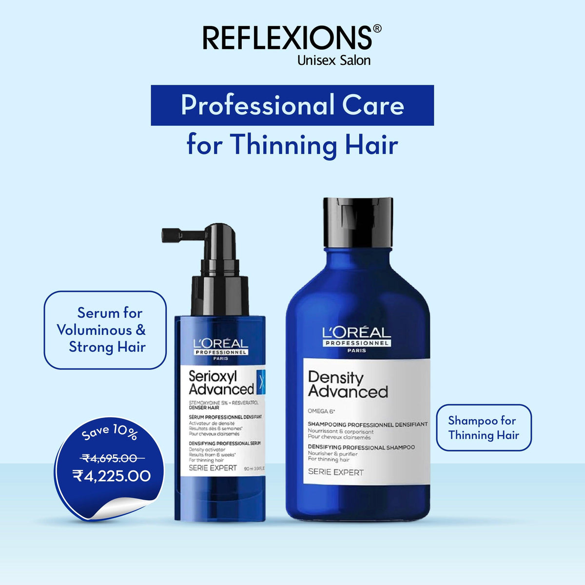 L'Oreal Professionnel Density Activator Regime With Density Advanced Shampoo (300ml) & Serioxyl Advanced (90ml)