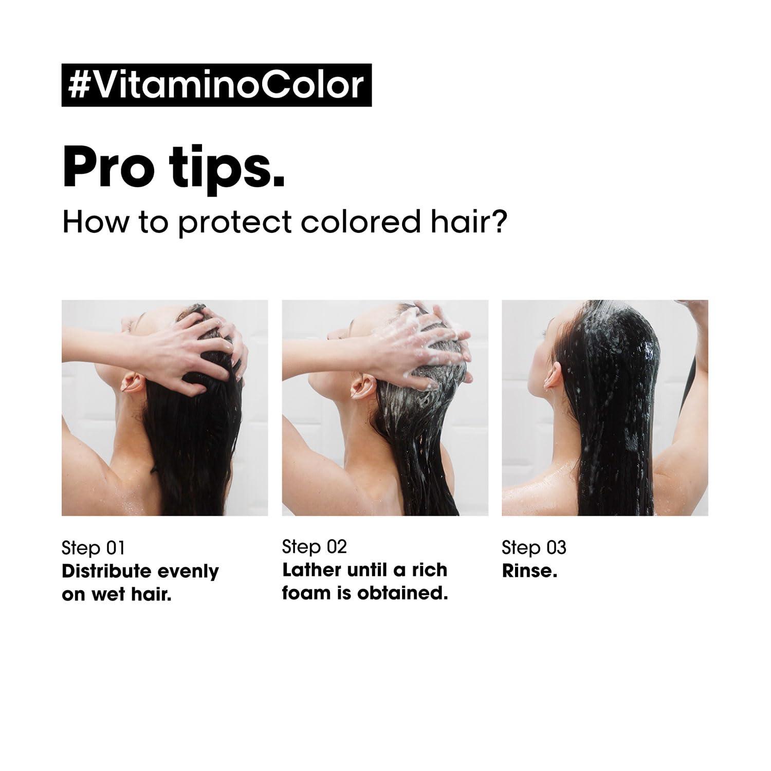 L'Oreal Vitamino Color Shampoo 300ml & Hair Mask 250g Combo for Colour Protected, Radiant hair, Serie Expert